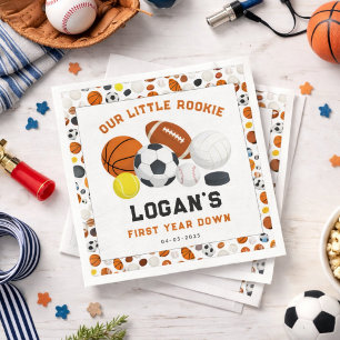 Little Rookie Sports 1st Birthday Party   All-Star Napkin