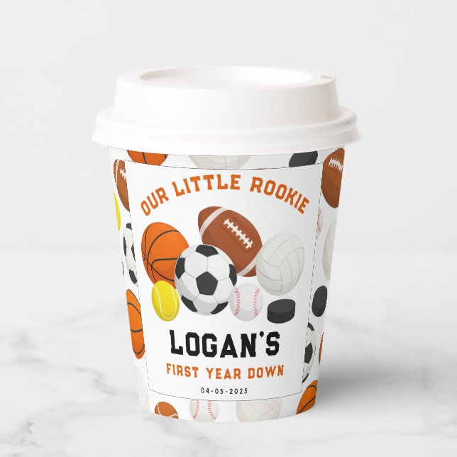 Little Rookie Sports 1st Birthday Party | All-Star Paper Cups (Front)