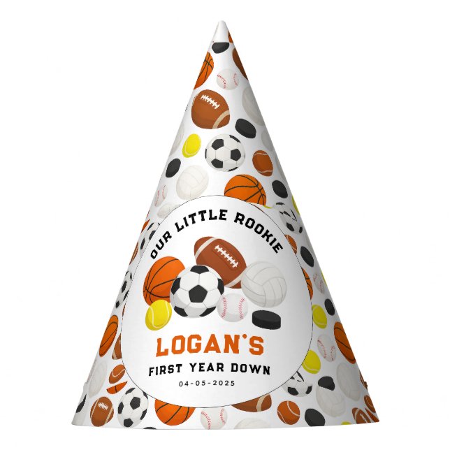 Little Rookie Sports 1st Birthday Party | All-Star Party Hat (Front)