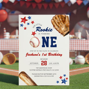Little Rookie Turning One 1st Birthday Invitation
