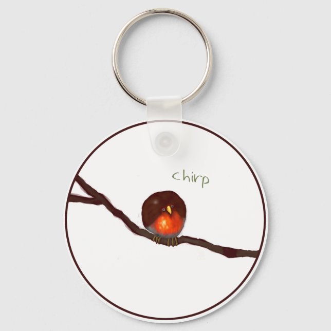 Little round Robin chirping chirp Key Ring (Front)