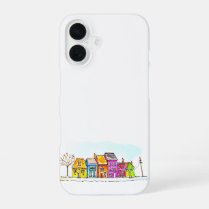 Little Row of Colourful Houses iPhone 16 Case