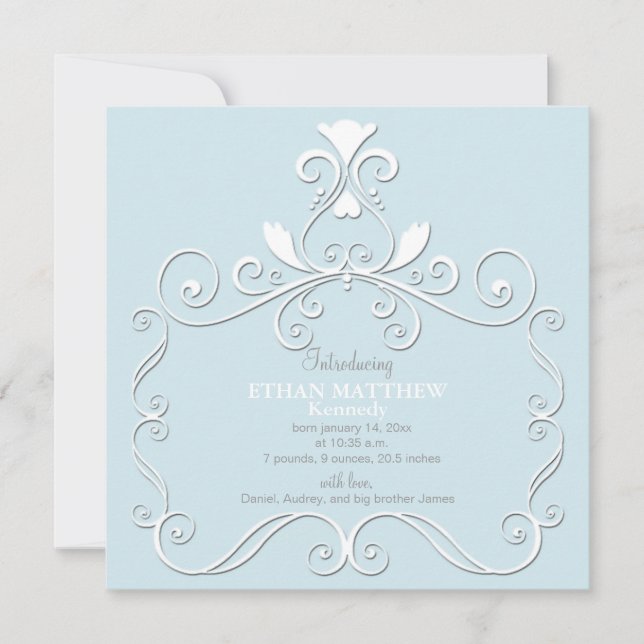 Little Royalty Blue Photo Birth Announcement (Front)