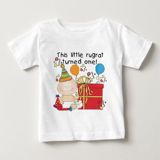 Little Rugrat is One Birthday Tshirts and Gifts (Front)