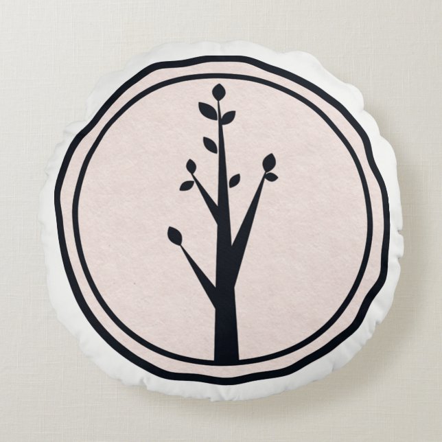 Little Rustic Tree Nature Minimalist Custom Decor Round Cushion (Front)