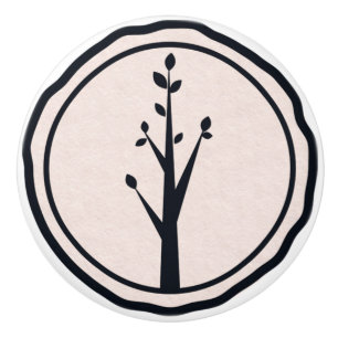 Little Rustic Tree Nature Minimalist Organic Theme Ceramic Knob