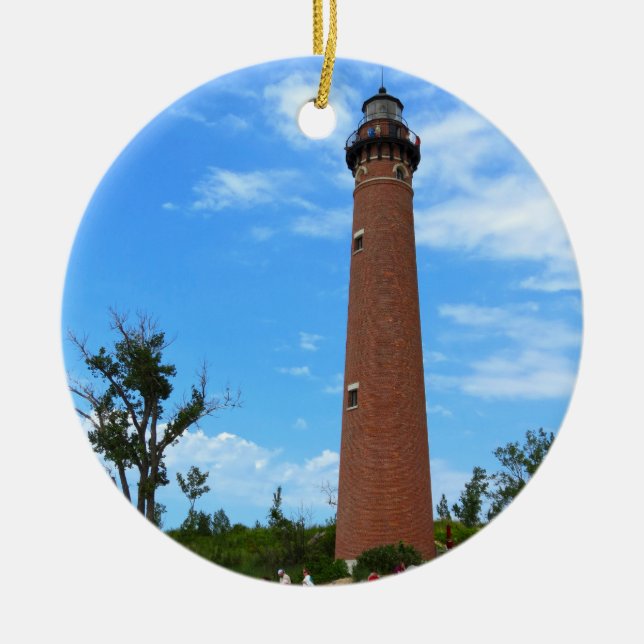 Little Sable Ligthouse Ceramic Tree Decoration (Front)