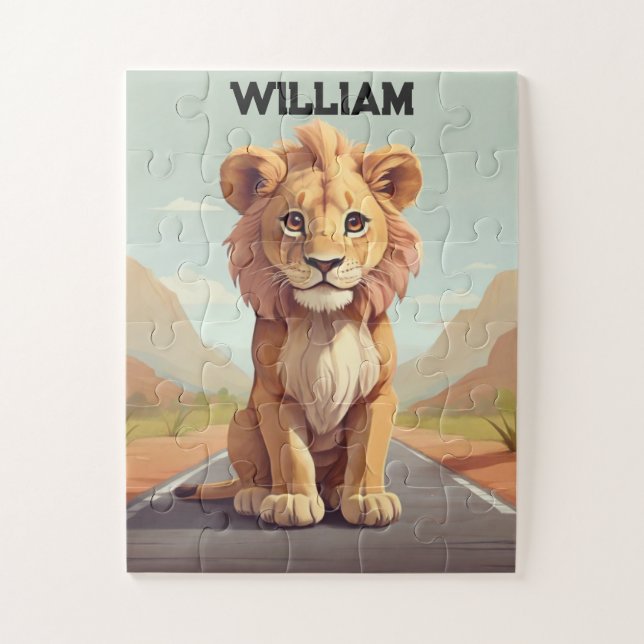 Little Safari Lion Personalised Jigsaw Puzzle (Vertical)
