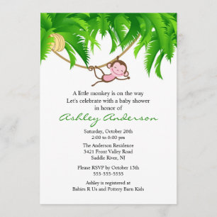 Little Safari Monkey Baby Shower Invitation