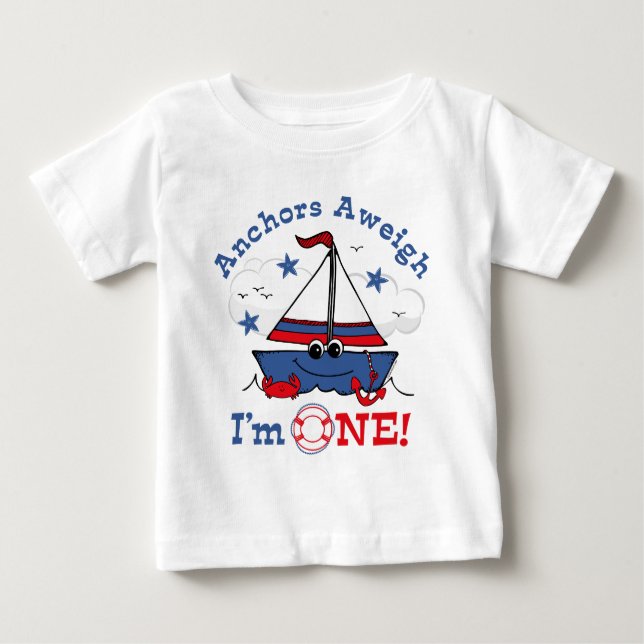 Little Sailboat 1st Birthday Baby T-Shirt (Front)