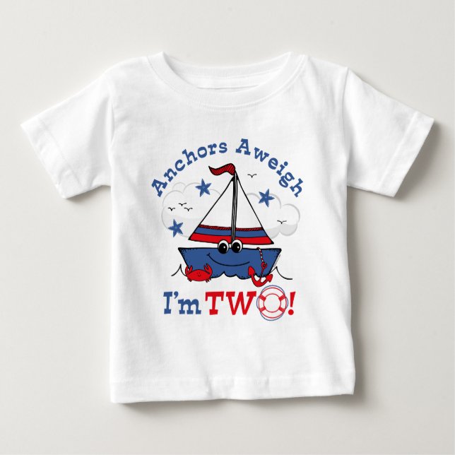 Little Sailboat 2nd Birthday Baby T-Shirt (Front)