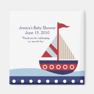 Little Sailboat Navy Baby Shower Magnet Favour