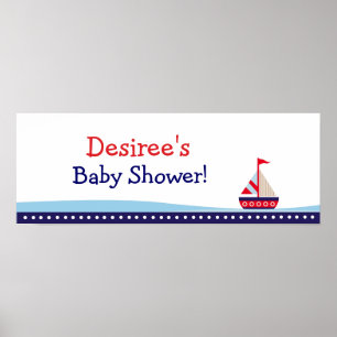 Little Sailboat Personalised Baby Shower Banner Poster