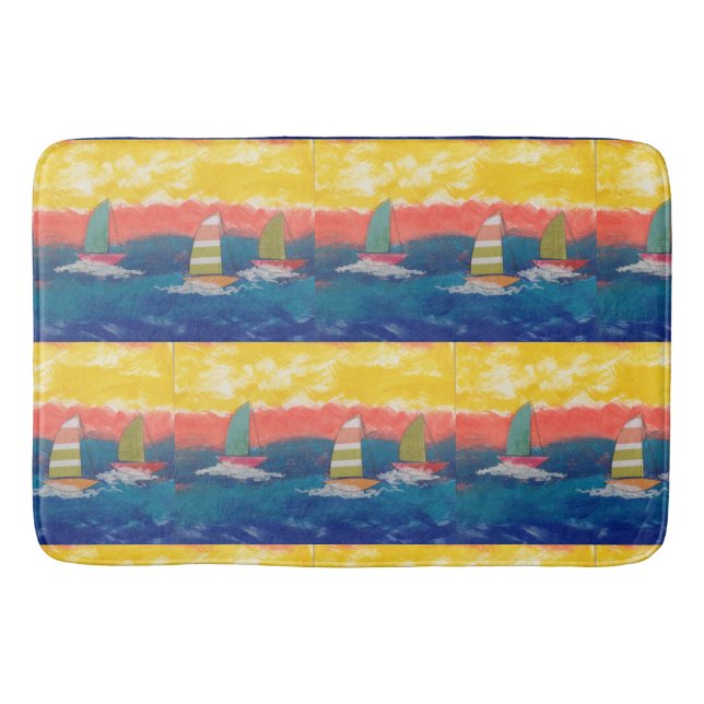 Little Sailboats Bath Mat (Front)