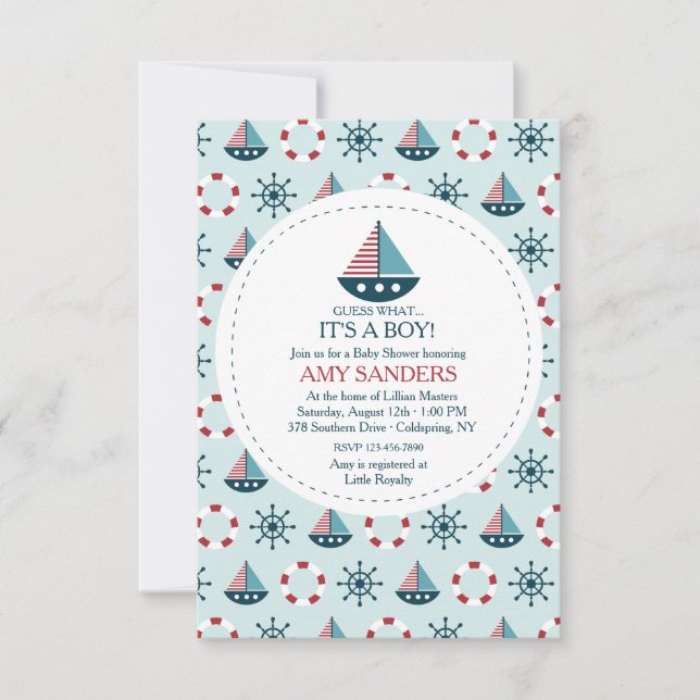 Little Sailboats Invitation (Front)