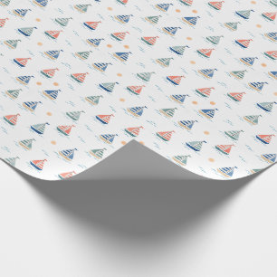 Little Sailboats Nautical Sailboat Wrapping Paper