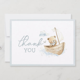 Little Sailor Bear Baby Shower Flat Thank You Card