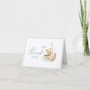 Little Sailor Bear Baby Shower Folded Thank You Card