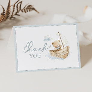 Little Sailor Bear Baby Shower Folded Thank You Card