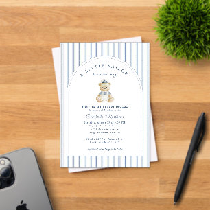 Little Sailor Bear Coastal Baby Shower Invitation