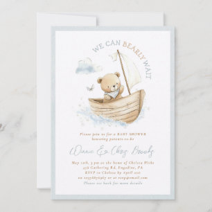 Little Sailor Bear We Can Bearly Wait Baby Shower Invitation