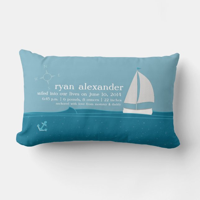 Little Sailor Birth Announcement Pillow (Front)