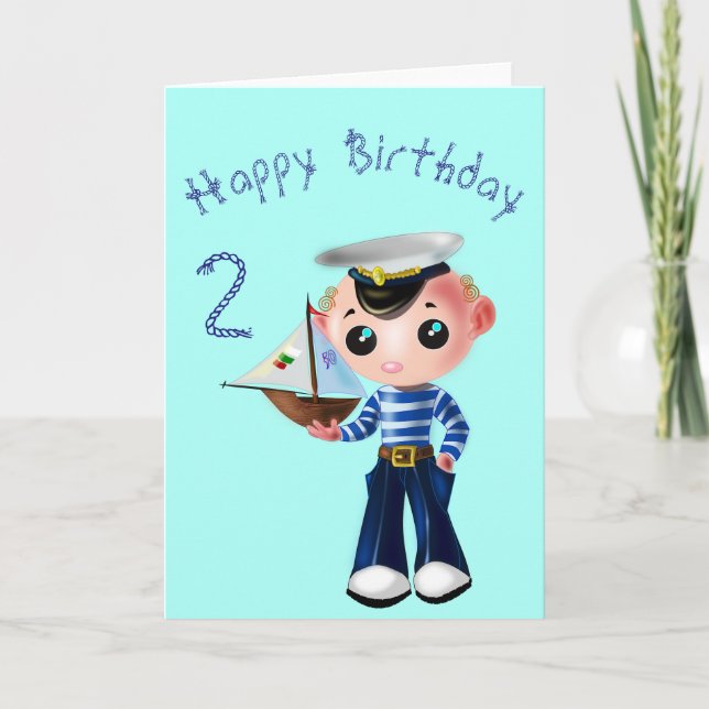 Little Sailor Birthday Card - Personalised (Front)