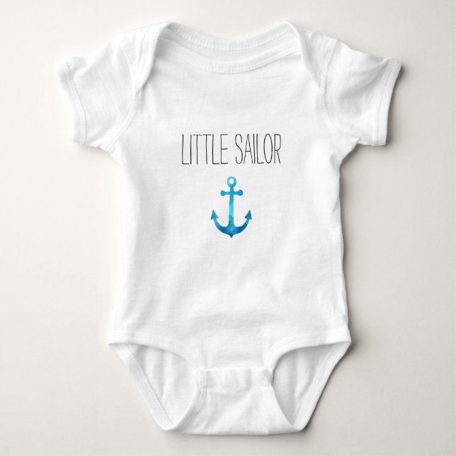 Little Sailor Blue Anchor Baby Bodysuit (Front)
