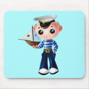 Little Sailor Boy Blue Mouse Pad Your Colour - Tex