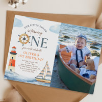 Little Sailor Nautical Blue 1st Birthday Photo