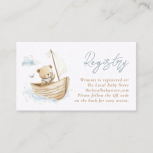 Little Sailor Teddy Bear Baby Registry QR Code Enclosure Card