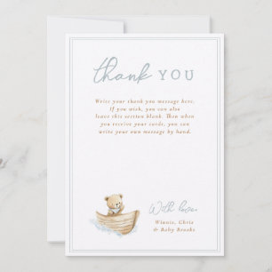 Little Sailor Teddy Bear Baby Shower Vertical Flat Thank You Card