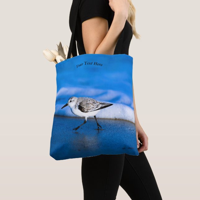 Little Sanderling Bird By Sea Tote Bag (Close Up)