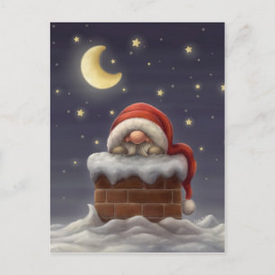 Little Santa in a chimney Holiday Postcard