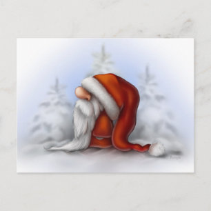 Little Santa in the snow Holiday Postcard