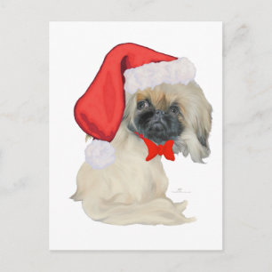 Little Santa Pekingese Holiday Postcard