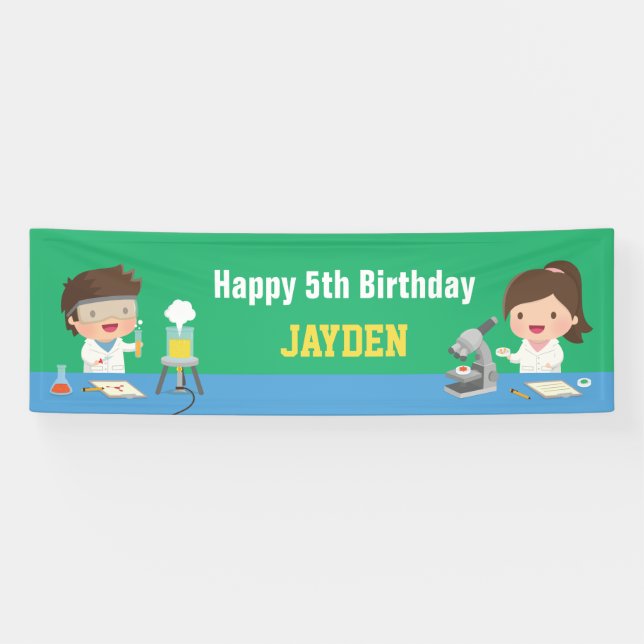 Little Scientists Kids Birthday Party Banner (Horizontal)