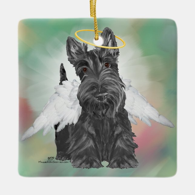 Little Scottie Angel Ceramic Tree Decoration (Front)