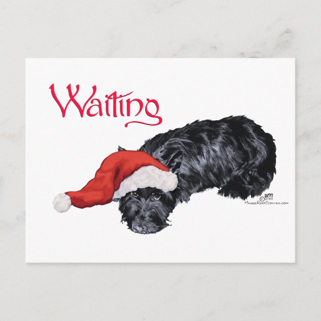Little Scottie Dog Waiting for Santa Holiday Postcard (Front)