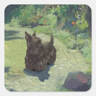 Little Scottie in the Garden Square Sticker