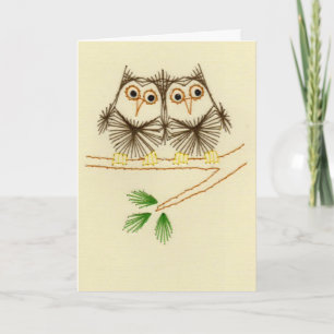 Little Screech Owls Embroidery Cards