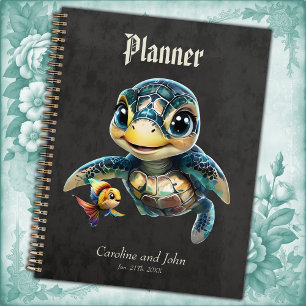 Little sea turtle exploring with her friend.  planner