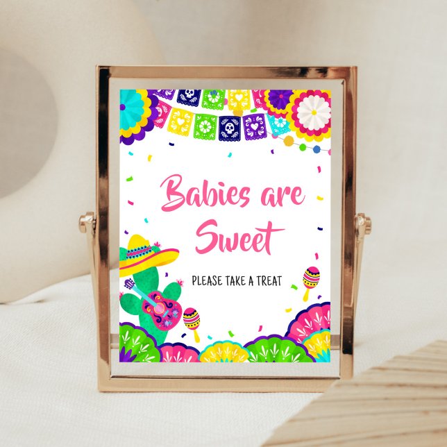 Little Senorita Fiesta Babies are Sweet Poster (Mexican Baby Shower Babies are Sweet Sign)