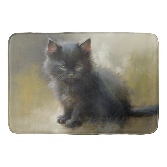 Little Shadow Black Kitten Bath Mat (Front)