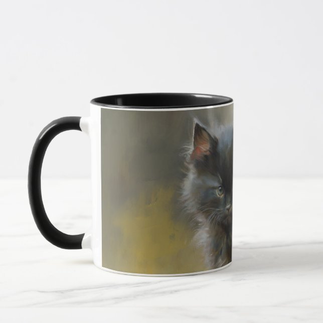 Little Shadow Black Kitten Mug (Left)