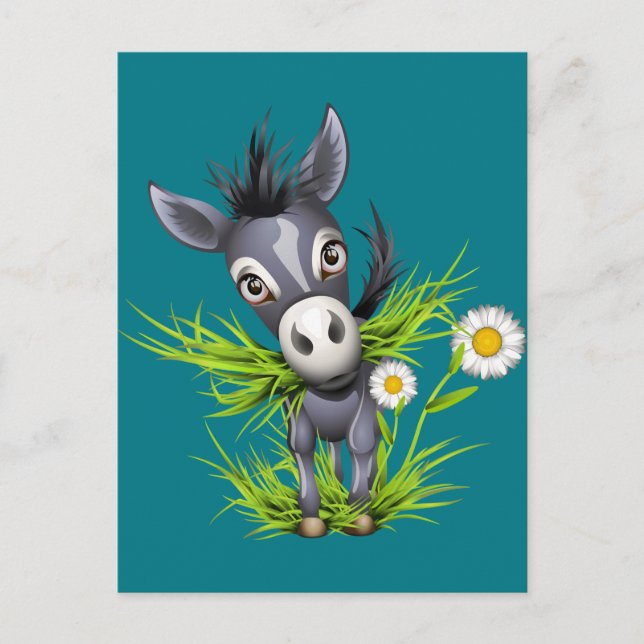 Little shaggy gray donkey postcard (Front)