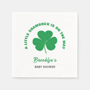 Little Shamrock Baby Shower Irish White And Green Napkin