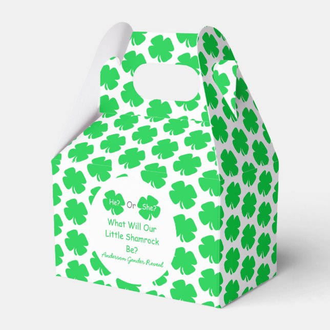 Little Shamrock Gender Reveal Favour Box (Front Side)