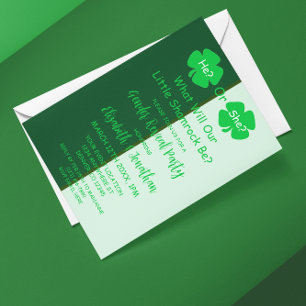 Little Shamrock Gender Reveal Invitation