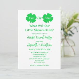 Little Shamrock Gender Reveal Invitation